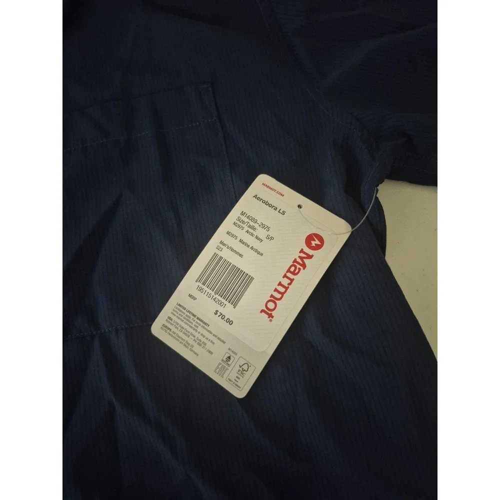 Marmot Shirt Mens S Navy Blue Aerobora Air Exchange Long Sleeve Button Up NEW‎ - Picture 5 of 9